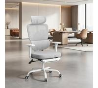 Sedia da ufficio ergonomica regolabile in altezza con poggiapiedi | tessuto a rete, base in metallo, ruote in poliuretano, altezza della seduta 47-57 cm, portata 150 kg