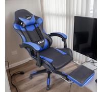 Sedia da ufficio ergonomica, sedia da gioco con supporto per testa e lombare, sedia da scrivania regolabile, Songmics casa, adatta per intrattenimento e ufficio Poliuretano