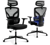 Sedia da ufficio ergonomica - Sedia da ufficio a rete con supporto lombare regolabile, sedia da gioco per computer con poggiatesta e braccioli 3D, sedia girevole per casa e ufficio