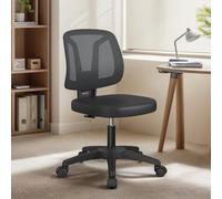 Sedia da ufficio ergonomica senza braccioli, senza braccioli, regolabile in altezza, con ruote girevoli, per piccoli spazi, adulti e bambini