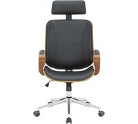 CLP Sedia Da Ufficio Dayton Finta Pelle I Sedia Da Scrivania Con Poggiatesta I Sedia Girevole A 360° Regolabile In Altezza Con Funzione Bascula, Colore:noce/nero