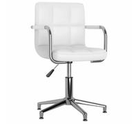 Sedia da Ufficio Girevole Bianca in Similpelle, Regolabile in Altezza | Acciaio cromato, gommapiuma, rotazione 360 gradi, alzata a gas, 48 x 47 x 74,5-88,5 cm, sedile 40 cm
