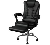 Sedia da Ufficio Girevole con Poggiapiedi MALATEC, Ecopelle, Schienale Reclinabile con Blocco, Altezza Regolabile, Cuscino Lombare, Ruote in PU Silenziose, Base in Acciaio Cromo - Lavoro, Studio