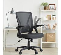 Sedia da ufficio girevole ergonomica con schienale medio in rete, con braccioli e ruote regolabili in altezza, per adulti, casa e studio