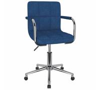 Sedia da ufficio girevole in tessuto blu con molla a gas ergonomica per ufficio e home office, girevole a 360 gradi, con ruote e struttura in metallo cromato, compatta e confortevole per lo studio