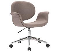 Sedia da ufficio girevole in tessuto tortora con supporto ergonomico per lo schienale, regolabile in altezza, struttura in metallo, ruote in plastica, compatta per ufficio, home office e comfort di
