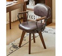 Sedia da ufficio girevole moderna di metà secolo, poltrona imbottita in ecopelle con gambe in legno, seduta elegante per piccoli spazi, design ergonomico per il massimo comfort