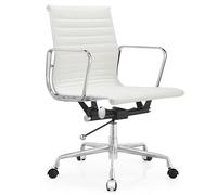Sedia da Ufficio Girevole Regolabile in Altezza Poltrona da Scrivania Toelette Seduta con Schienale Medio e Braccioli, Struttura Monoblocco, Elevata Capacità di Carico(White)