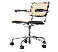 Sedia da Ufficio Girevole Thonet S 64 VDR con Braccioli Cromo/ Faggio Nero