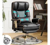 Sedia da ufficio grande e alta, ergonomica, in pelle PU, con supporto regolabile per la schiena, funzione massaggio lombare, girevole a 360°, inclinabile, regolazione dell'altezza, colore nero