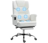 Sedia da ufficio Homcom con poggiapiedi retrattile a 6 punti di massaggio bianca