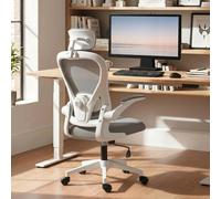 Sedia da ufficio HOMCOM, sedia ergonomica da scrivania con braccioli alti pieghevoli, supporto lombare regolabile, poggiatesta, sedia girevole regolabile in altezza con funzione basculante,