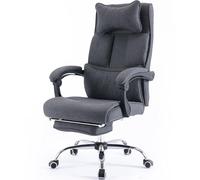 Sedia Da Ufficio In Cotone E Lino, Delicata Sulla Pelle E Resistente All'usura, Sedia Direzionale Inclinabile Da 90° A 145°, Altezza Regolabile(Gray color)
