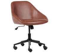 Sedia da ufficio in ecopelle marrone con funzione girevole regolabile con gambe