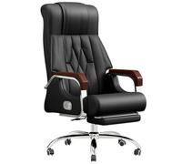Sedia Da Ufficio In Resistente Pelle Bovina Pieno Fiore Nera, Sedia Direzionale Ergonomica E Rilassante Per La Casa, Facile Da Installare