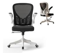 Sedia da ufficio in rete con supporto lombare 3D, altezza regolabile a 90°, braccioli ribaltabili a 115°, ruote silenziose, ideale per casa e ufficio, capacità 113,4 kg (nero e bianco)