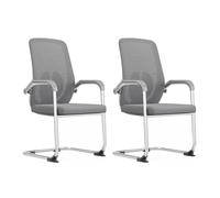 Sedia da ufficio in rete traspirante per sedia da scrivania ergonomica a lungo termine con sedia da incontro del personale di supporto per la vita per lo studio pacchetto di uffici di 2 (grigio)