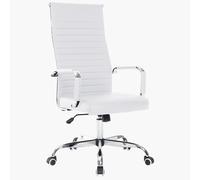 Bakaji Sedia da Ufficio Ergonomica in simil pelle Schienale alto Supporto lombare Girevole Bianco