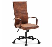 Sedia da Ufficio in Simil Pelle Industrial Poltrona Scrivania Girevole Base Nera