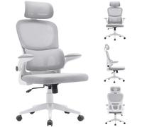 Bakaji Sedia da Ufficio Ergonomica – Supporto lombare, poggiatesta, regolabile – Grigio Chiaro