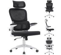 BAKAJI Sedia da Ufficio in Tessuto Ergonomica con Schienale Supporto Lombare e Poggiatesta, Poltrona da Scrivania Girevole, Altezza Regolabile Rivestimento Antisudore Traspirante (Nero)