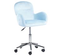 Sedia da ufficio in velluto blu chiaro regolabile in altezza e girevole Priddy