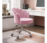 Sedia da ufficio in velluto con schienale, sedia da scrivania ergonomica imbottita con rotazione a 360° e altezza regolabile, sedia operativa senza braccioli pe,Un 44x45x84cm (17x18x33 pollici)