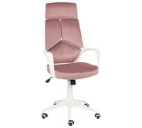 Sedia da ufficio in velluto rosa pastello girevole regolabile in altezza reclina