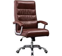 Sedia da ufficio in vera pelle, ergonomica, girevole, con regolazione in altezza e inclinazione a 120°, per casa, ufficio, comfort