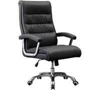 Sedia da ufficio in vera pelle, ergonomica, girevole, per casa, ufficio, altezza regolabile con schienale reclinabile a 120°, elegante seduta nera