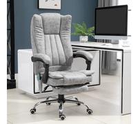 Sedia da Ufficio Massaggiante e Riscaldante ad Altezza Regolabile, Poltrona con Poggiapiedi, Sedia Ergonomica in Microfibra, 62x70x113-120 cm, Grigio