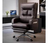 Sedia da ufficio massaggiante Poltrona direzionale con poggiapiedi Sedia da scrivania per computer con massaggio a 7 punti, Sedia da ufficio girevole in pelle con schienale alto e bracciolo