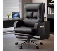 Sedia da ufficio massaggiante Poltrona direzionale con poggiapiedi Sedia da scrivania per computer con massaggio a 7 punti, Sedia da ufficio girevole in pelle con schienale alto e bracciolo