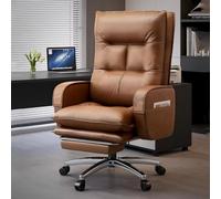 Sedia da ufficio massaggiante Poltrona direzionale con poggiapiedi Sedia da scrivania per computer con massaggio a 7 punti, Sedia da ufficio girevole in pelle con schienale alto e bracciolo