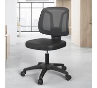 Sedia da ufficio moderna e comoda, ergonomica, senza braccioli, girevole, con seduta regolabile in altezza e supporto lombare, per ufficio, lavoro, studio