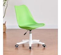 Sedia da ufficio moderna in acrilico senza braccioli, girevole a 360°, regolabile in altezza e ruote per un comfort ergonomico, colore verde