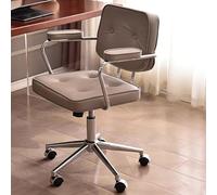 Sedia da ufficio moderna in pelle con ruote Sedia da ufficio con schienale centrale Supporto lombare Regolabile in altezza for l'ufficio di casa Tavolino da toilette Sala studio(Khaki)