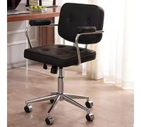 Sedia da ufficio moderna in pelle con ruote Sedia da ufficio con schienale centrale Supporto lombare Regolabile in altezza for l'ufficio di casa Tavolino da toilette Sala studio(Black)