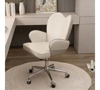 Sedia da ufficio moderna Sedia da computer con cuscino spesso Supporto lombare Regolabile in altezza for casa,ufficio, toilette Sala studio(White+silver base)