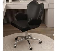 Sedia da ufficio moderna Sedia da computer con cuscino spesso Supporto lombare Regolabile in altezza for casa,ufficio, toilette Sala studio(Black+silver base)