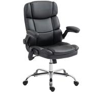 Sedia da Ufficio Operativa Massaggiante a 4 Punti con Riscaldamento e Braccioli Ribaltabili in Pelle PU Nero
