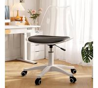 Sedia da ufficio per casa, scrivania e sedia piccola con rotelle, regolabile in altezza, girevole, poltrona da toeletta minimalista senza braccioli, adatta per camere da letto, sp Transparent + Black