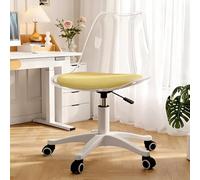 Sedia da ufficio per casa, scrivania e sedia piccola con rotelle, regolabile in altezza, girevole, poltrona da toeletta minimalista senza braccioli, adatta per camere da letto, s Transparent + Yellow