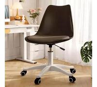 Sedia da ufficio per casa, scrivania e sedia piccola con rotelle, regolabile in altezza, girevole, poltrona da toeletta minimalista senza braccioli, adatta per camere da letto, spogliat Black + Black