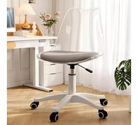 Sedia da ufficio per casa, scrivania e sedia piccola con rotelle, regolabile in altezza, girevole, poltrona da toeletta minimalista senza braccioli, adatta per camere da letto, spo Transparent + Gray