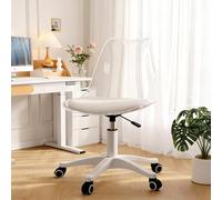 Sedia da ufficio per casa, scrivania e sedia piccola con rotelle, regolabile in altezza, girevole, poltrona da toeletta minimalista senza braccioli, adatta per camere da letto, sp Transparent + White