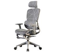 Sedia da ufficio per computer, design ergonomico, adatta per il gaming e la pausa pranzo, rete traspirante, con poggiatesta, supporto lombare, poggiapiedi, braccioli e rotelle silenziose Gray