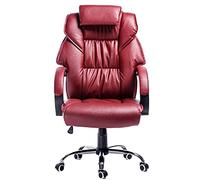 Sedia da Ufficio per Gaming, capacità di carico di 400 libbre, Sedia da scrivania per Computer Regolabile, Vera Pelle Bianca, Design ergonomico, Sedia da Gaming Executive, Elegante Rosso Vin