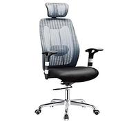 Sedia da ufficio per sala riunioni, ergonomica, moderna, in rete, design di grandi dimensioni, girevole a 360 gradi, con braccioli, regolabile in altezza, con ruote silenziose facili da pulire