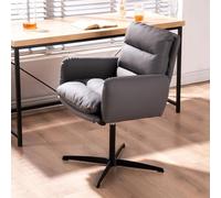 Sedia da ufficio per scrivania senza ruote sedia imbottita con gambe incrociate sedia da toilette girevole con schienale medio per ufficio domestico, poltrona morbida e comoda sedia comoda regolabile